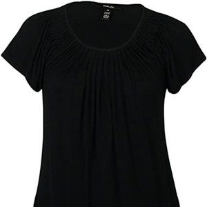 Style & Co. Womens Pleated Short Sleeves Pullover